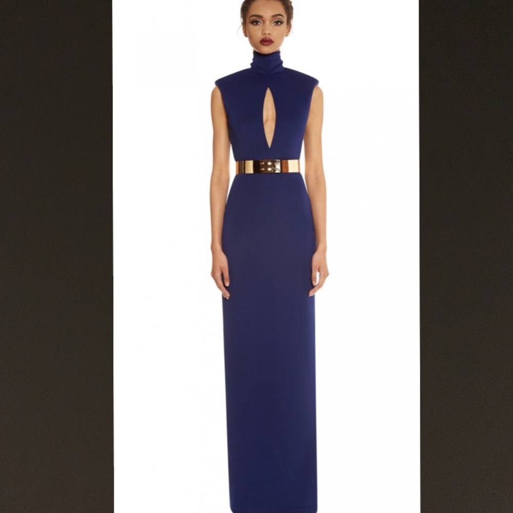 AQ/AQ Felip High Neck Maxi Dress - Midnight Navy